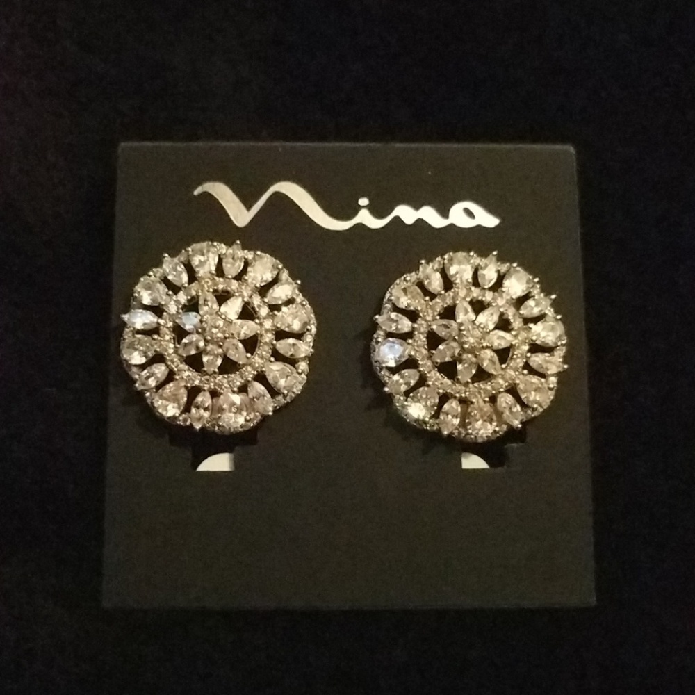 Beautiful Sunburst cz clip earrings